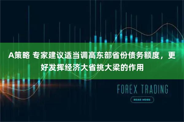 A策略 专家建议适当调高东部省份债务额度，更好发挥经济大省挑大梁的作用