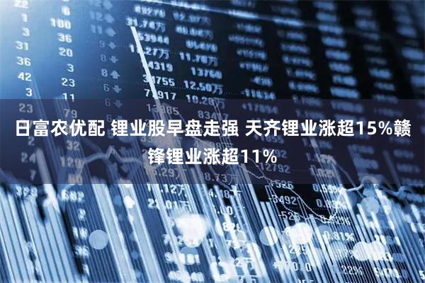 日富农优配 锂业股早盘走强 天齐锂业涨超15%赣锋锂业涨超11%